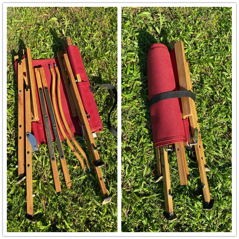 Onwaysports Portable Folding Wood Grain Aluminum Camping Chair For