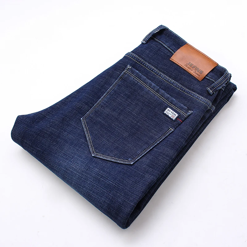 

2020 Wholesale Hot Sale Elastic Business High Waist Loose Comfortable All Round For Simple Mens jeans, Blue,black