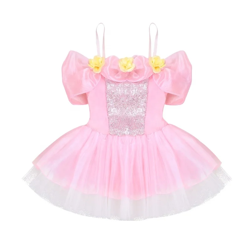 

Kids Girls Adjustable Shoulder Straps Flowers Ballet Dance Gymnastics Leotard Tutu Dress