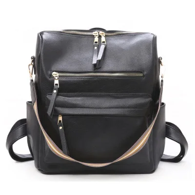 

Retro Large Women PU Leather Rucksack Ladies Knapsack Travel Backpacks For Shoulder School Bags Mochila Back Pack, Black/pink/blue/brown