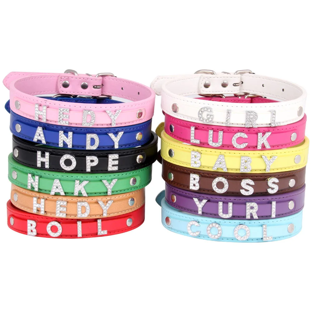 

Wholesale cheap plain personalized dog name collar for 10mm letters