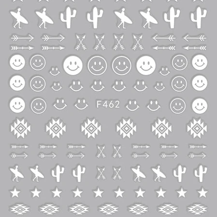 

F462-464 Wholesale 3d nail sticker back adhesive smile cartoon fruit letters decoration nail sticker for nail art, As picture show