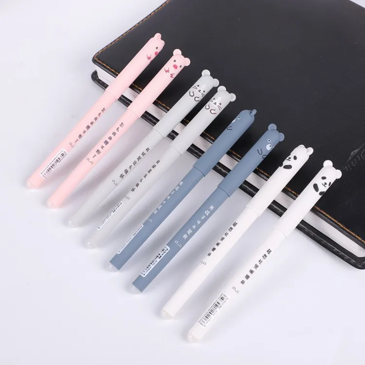 Hottest Cartoon Animal Cute Panda Cat Pig 0.35mm Refillable Erasable Pen With Eraser Head for School Writing