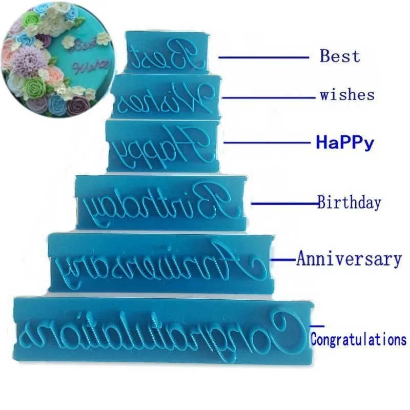 

6pcs/set Alphabet Plastic Mold Letter Shape Cake Baking Decorating Mold for Cake Decoration Sugarcraft Chocolate Fondant, Blue