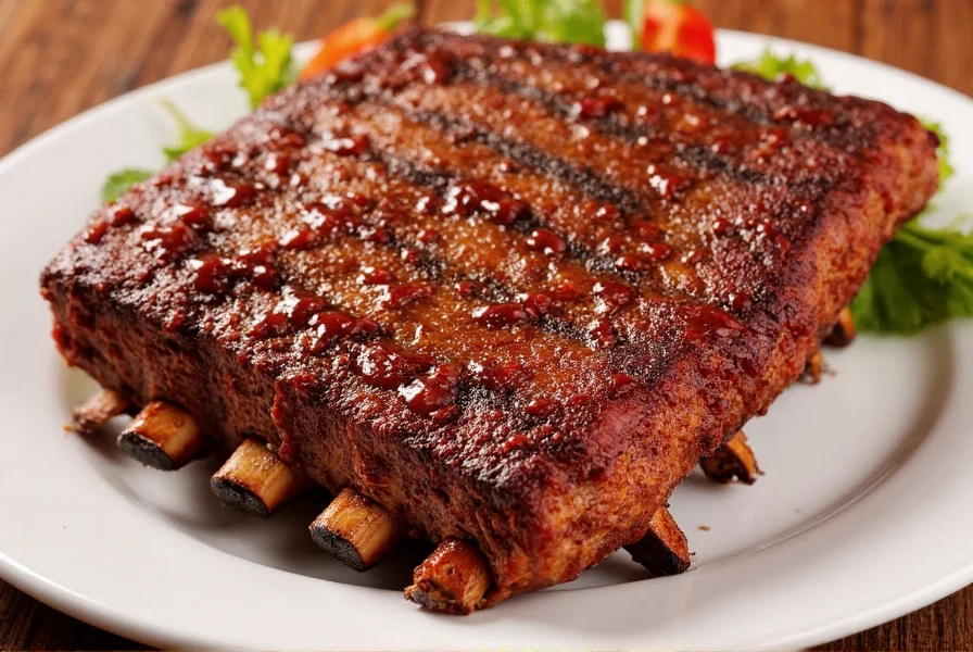 Hand removing the silver skin from the underside of pork ribs bone in