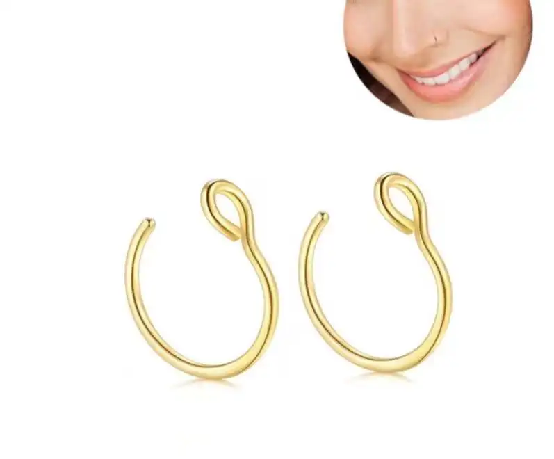 

Hot selling new titanium steel C-type nose ring anti allergy stainless steel curved angle nose nail puncture