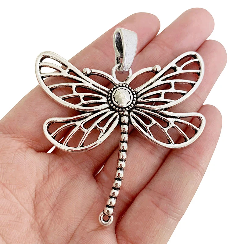 

Large Hollow Filigree Dragonfly Insect Antique Silver Charms Pendants for Necklace Jewelry Findings Making