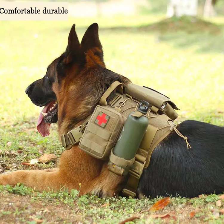 

Dog Military Tactics Trainer training Vest Backpack Harness Perro Para Accessories Big Dog Harnesses, Picture shows