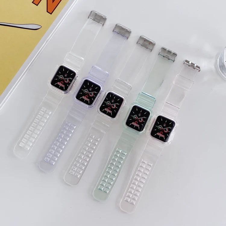 

Sunshine discoloration Watch Straps Contain Rugged Bump Case Pvc Transparent Color Changing Watch Bands For Apple Band