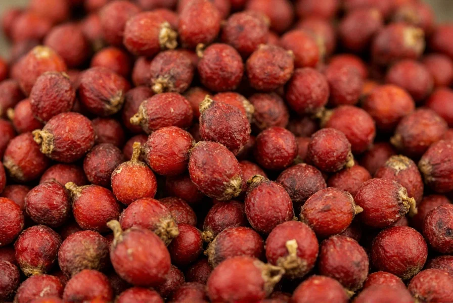 Close-up of Sichuan peppercorns showing their distinctive reddish-brown color and textured surface