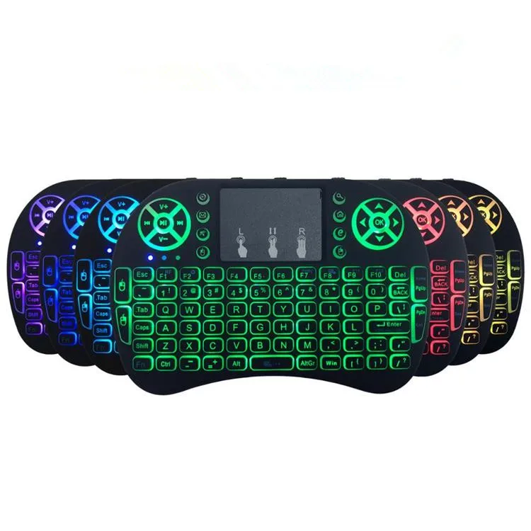 

Hot selling Backlight 2.4GHz i8 mini Wireless Keyboard Touch Pad i8 air fly mouse Backlit Keyboard for android tv box