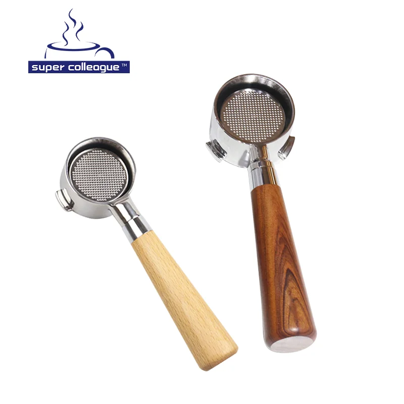 
Eco-Friendly Wood Handle Stainless Steel Coffee 51mm Portafilter Bottomless 
