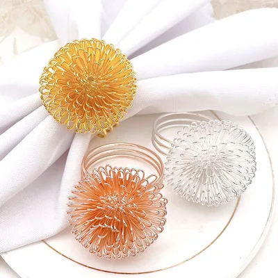 

Jachon Cute Elegant Bling Flower Napkin Rings Wraps Serviette Buckles Holder Bands for Wedding Birthday Easter, As picture