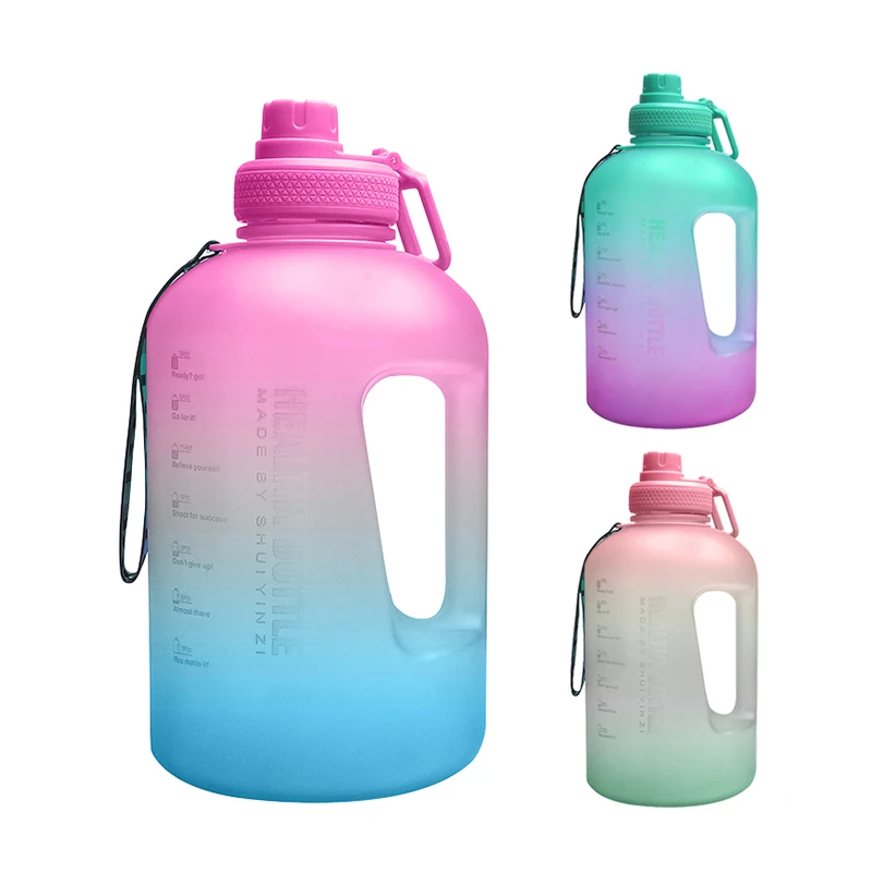 

Large Gallon 2.2L Bouteille Deau Plastique with Time Marker & Straw Tritan BPA Free Motivational Outdoor Sports Water Bottle