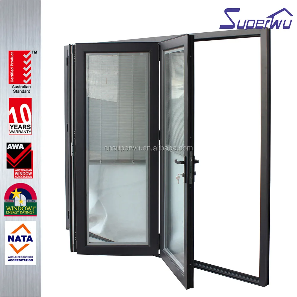 soundproof aluminum frosted glass bi folding bedroom door