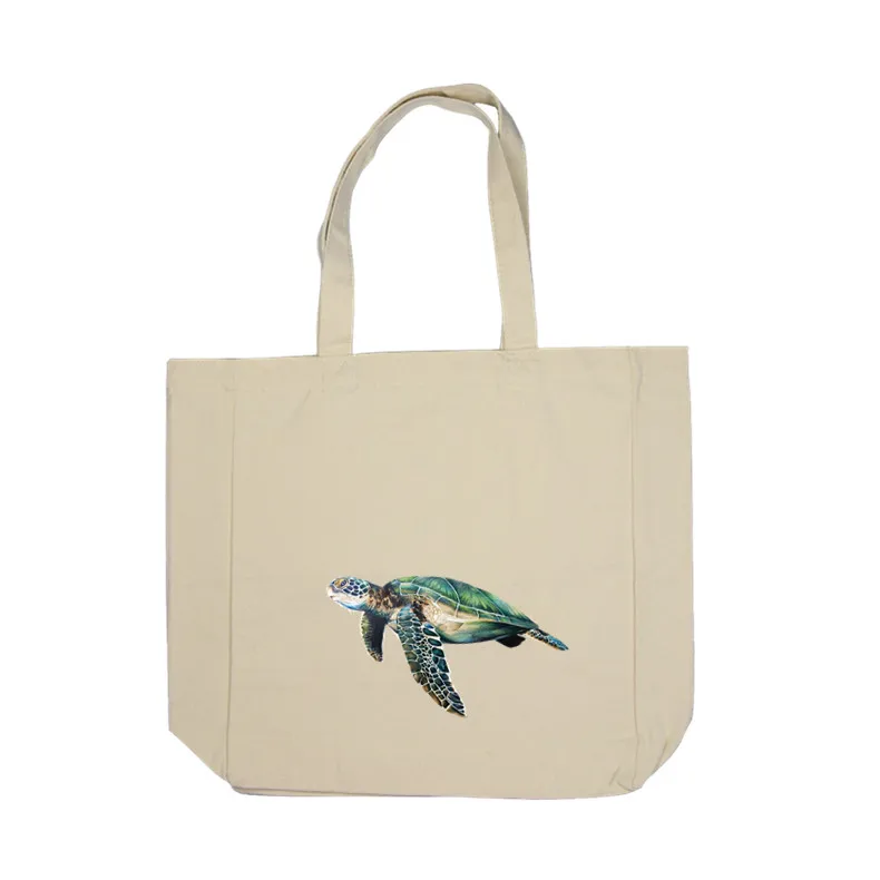 

flat square with side and bottom printed logo lunch shopping tote cotton canvas bag, Customized color
