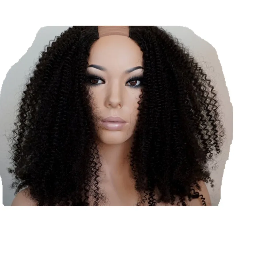 

4c Kinky Curly u Part Human Wig for black women human hair u shape wig for African american afro kinky curly u part wigs