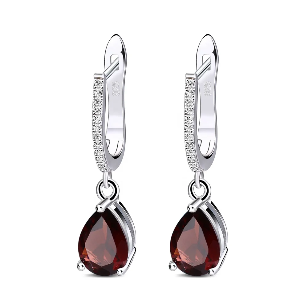 

Abiding Ear Rings Jewelry 4.3Ct Natural Red Garnet Gemstone Solid 925 Sterling Silver Drop Earrings For Women Wedding
