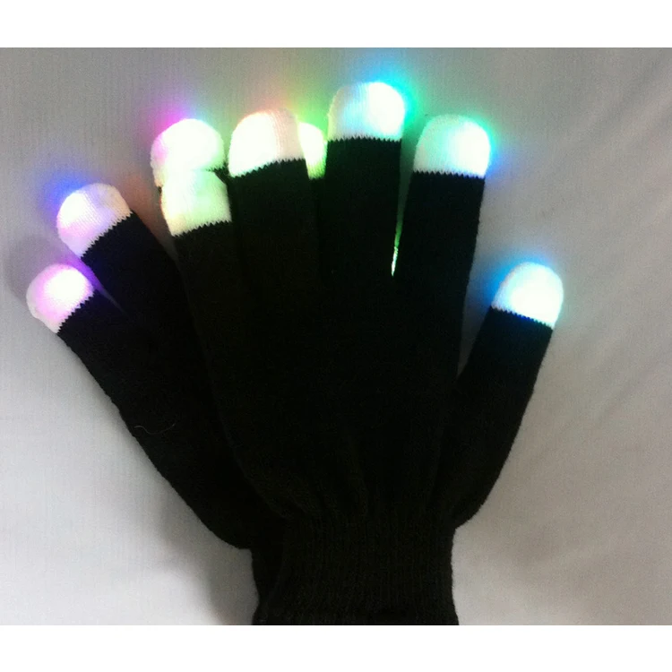 
DDA607 Popular Acrylic Thick Winter Mitten Full Finger Colorful Luminous Warm Glove Knitted Touch Screen Led Lights Flash Gloves 