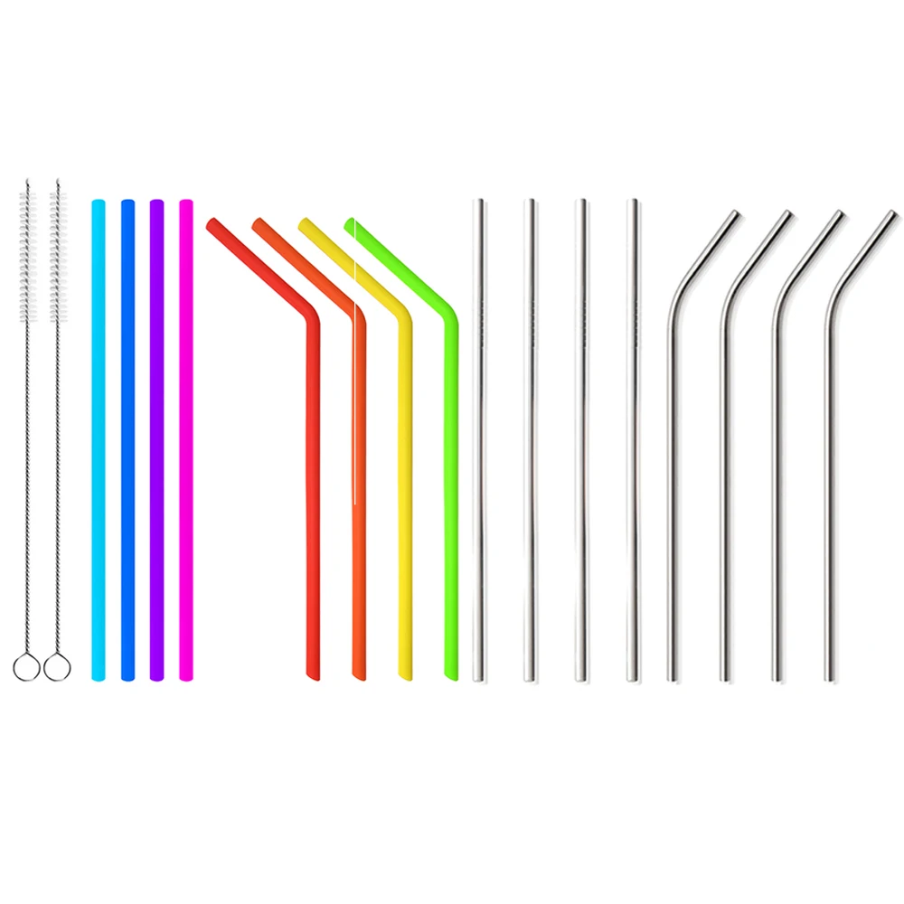 Benhaida Reusable folding telescopic flexible drinking silicone straws