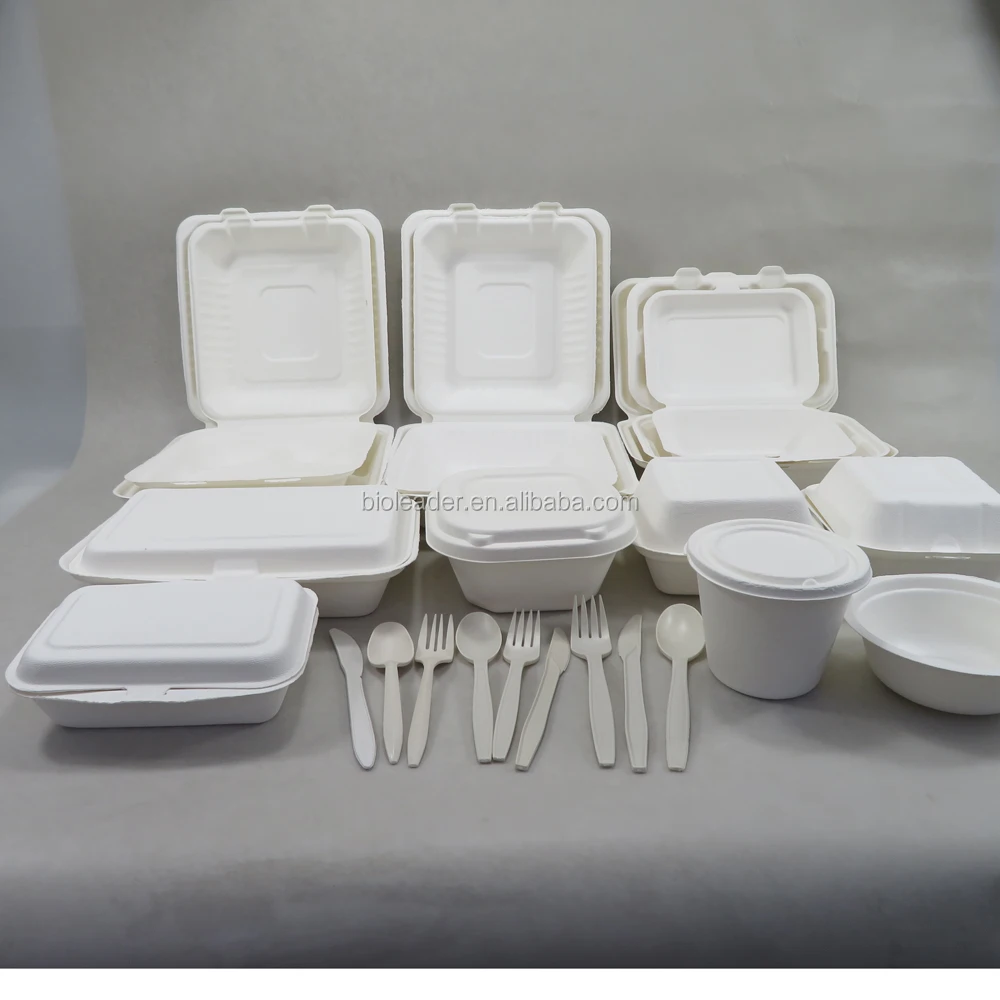 

Wholesale 100% Biodegradable Waterproof Grease Resistant Bagasse Paper Food Container