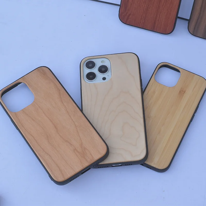 

Latest Natural Blank Wood Grain Cell Phone Case for IPhone14 Series Real Walnut Wood TPU Phone Cover for iPhone 14 Cases