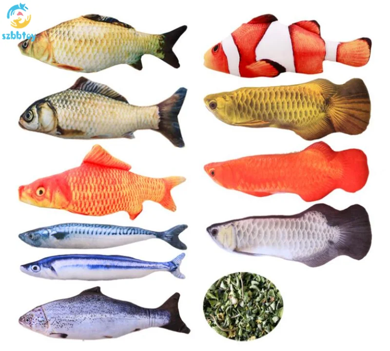 

Stuffed Toy Doll Simulation imitate Soft Plush catnip 3D Fish Shape cat Toy