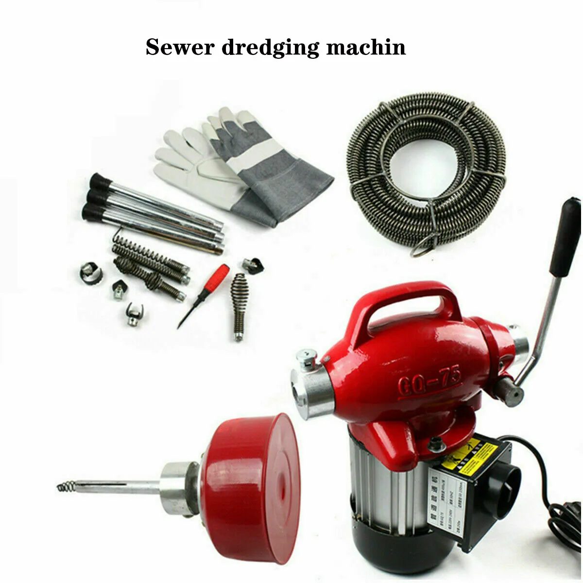 

kitchen sewer pipe cleaner electric dredging pipe cleaning machine drain cleaning tool, Red