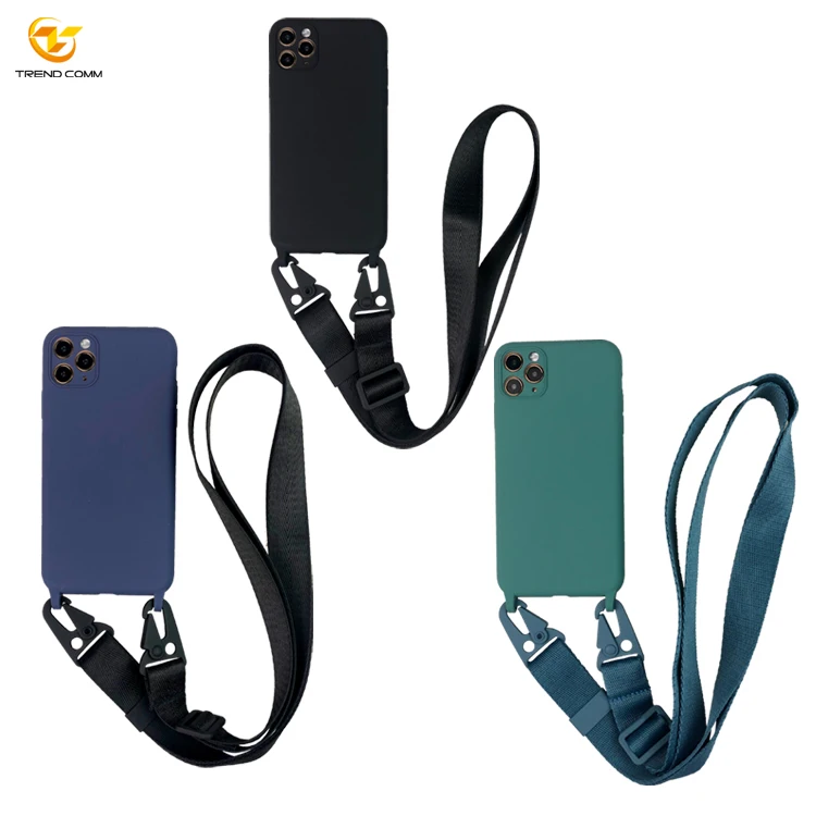 

Silicone Rubber Sublimation Crossbody Necklace Micro Fiber Protection For iPhone 11 Pro Max Phone Bag Case