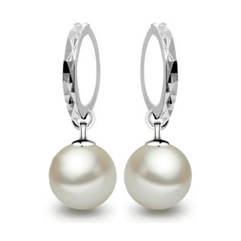 

JUHU South Korea Pearl Earrings Jewelry Silver Earrings European American Diamond Car Flower Pearl Earrings, Silver color