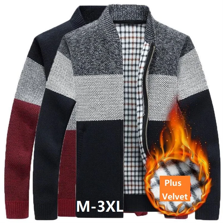 

2021 New Men's Sweaters Autumn Warm Cashmere Wool Zipper Cardigan Sweaters Man Casual Knitwear Sweatercoat male clothe, Customized color