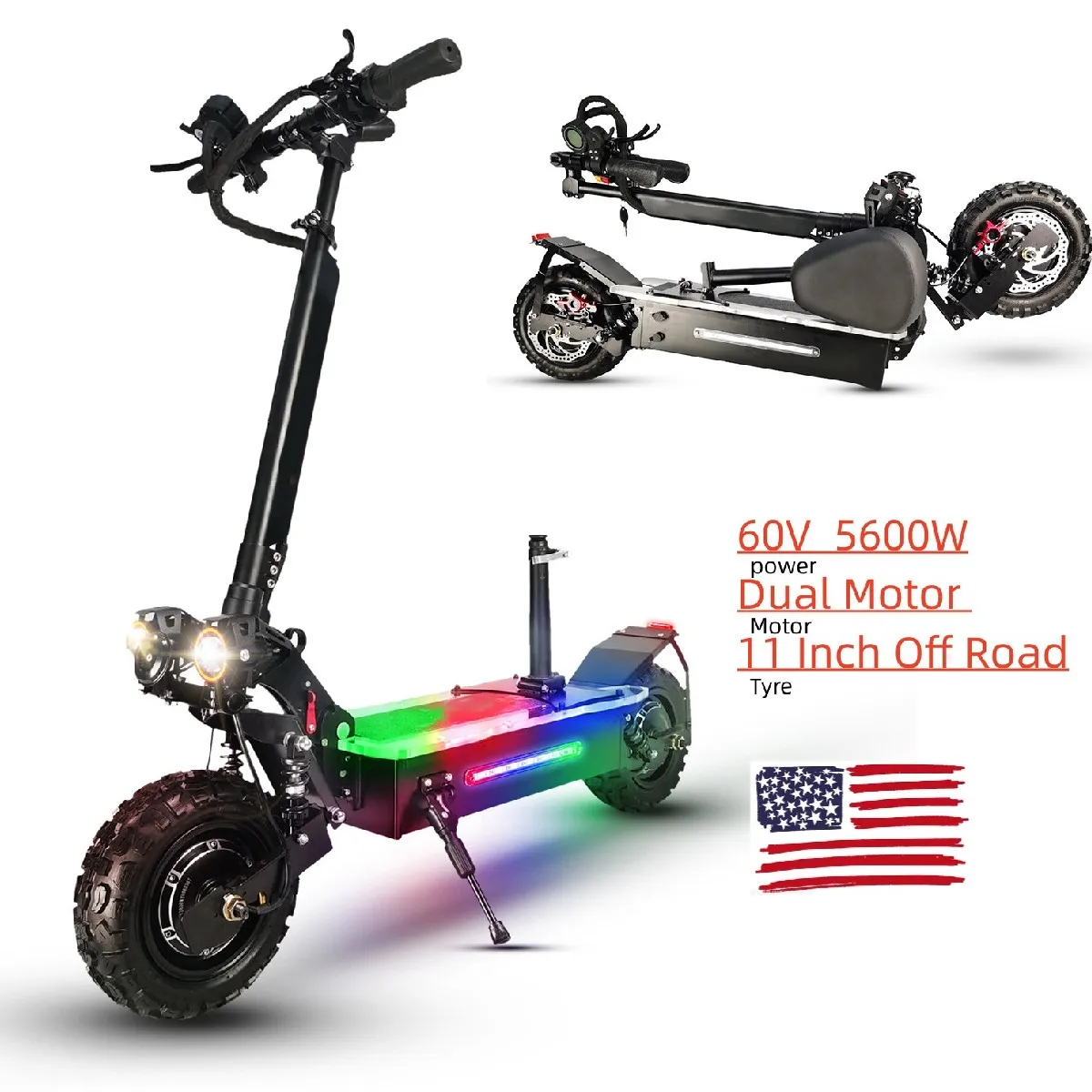 

5600W 11 Inch Off Road 2 Wheel Dual Motor Foldable good Prices Fat Tire Long Range Electric Scooter