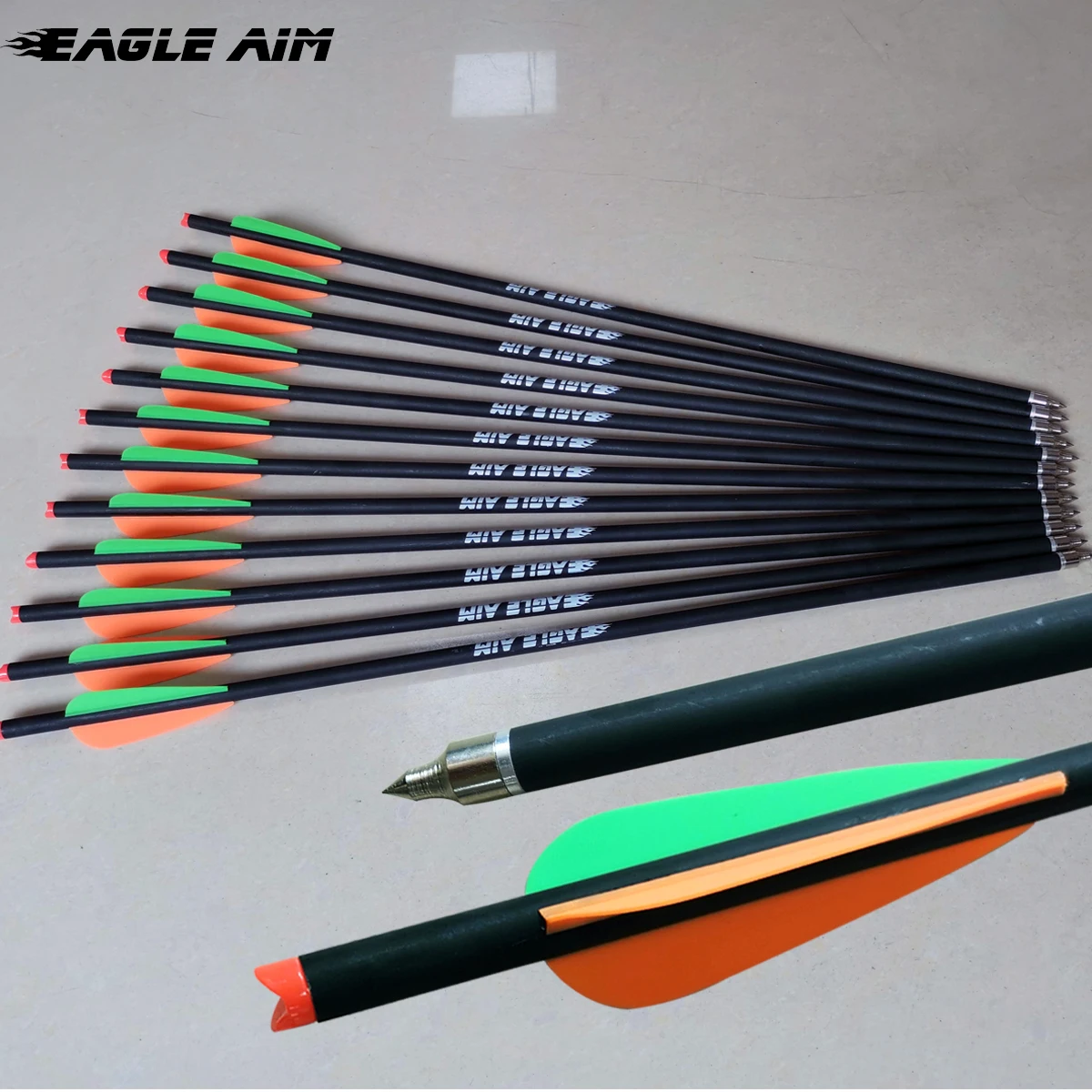 

12 Pcs 16/17/18/22inch mixed carbon crossbow arrow with 3inch vanes