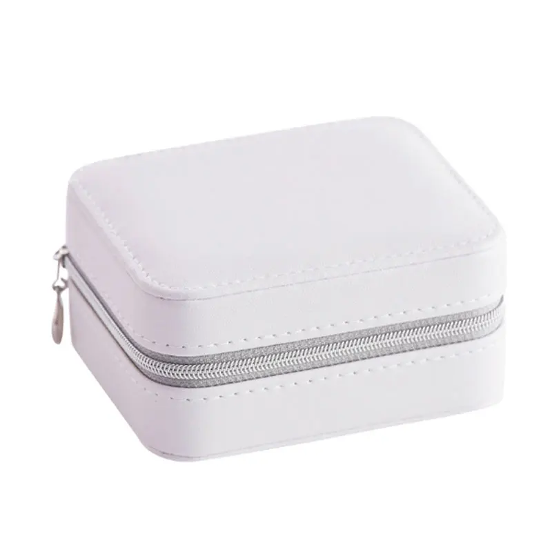 

Customized Luxury Jewelry Box Portable Travel PU Clear Jewelry Packaging Box With Zipper, White,pink,blue