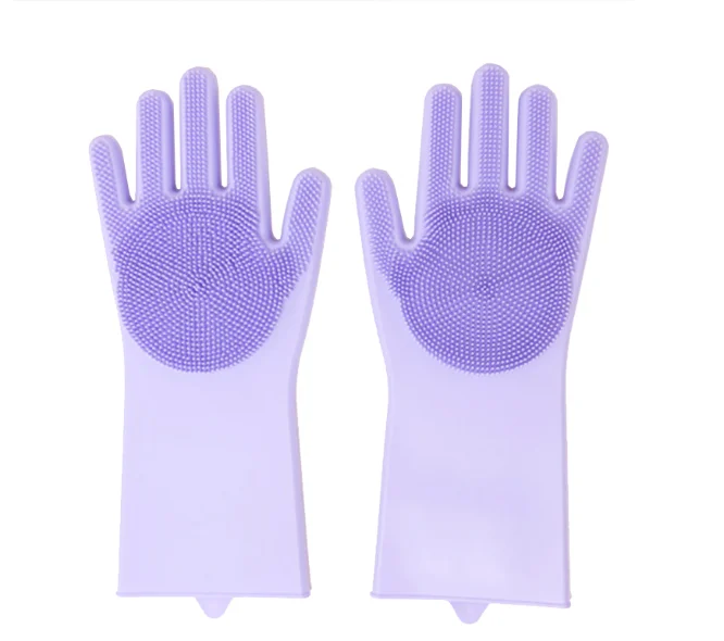 

Magic Silicone Dishwashing Scrubber Dish Washing Sponge Rubber Scrub Gloves Kitchen Cleaning, Blue