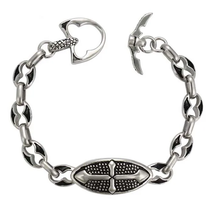 75531 xuping fashion special design stainless steel cross design hook anchor bracelet