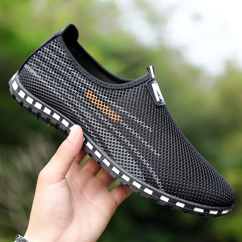 

1766 Outdoor Knit Upper Durable Walking Shoess Sneakers PVC Men Casual Mesh Over 10 Years OLD PVC Injection