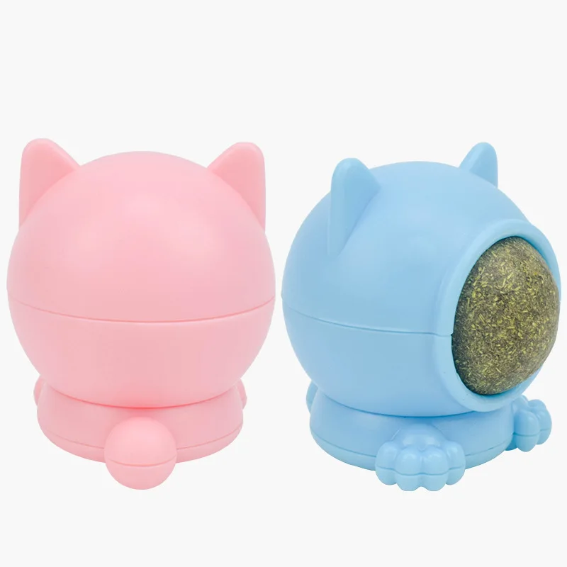 

Grinding teeth cleaning teeth teasing the cat mint ball, Pink,blue