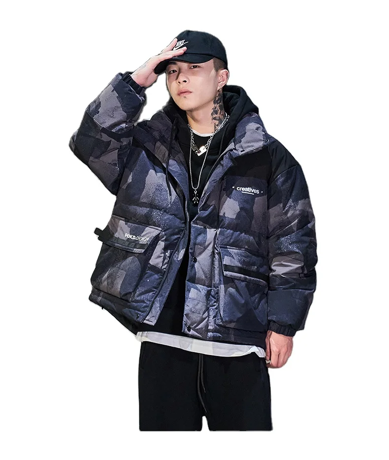 

New winter men's fashion loose jacket teens white eiderdown jacket temperament commutes