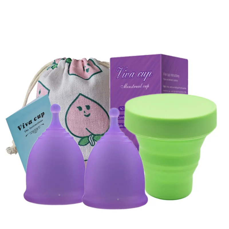

(3pcs/set) Wholesale Black Soft Organic Reusable 100% Medical Grade Silicone Menstrual Cup, Purple, blue, pink, white