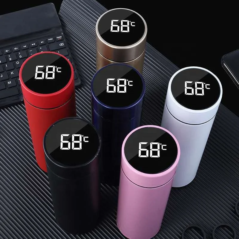 

500ml double wall thermo designer bottle with led temperature display vaccum flask stainless steel smart water bottle, Customized colors acceptable