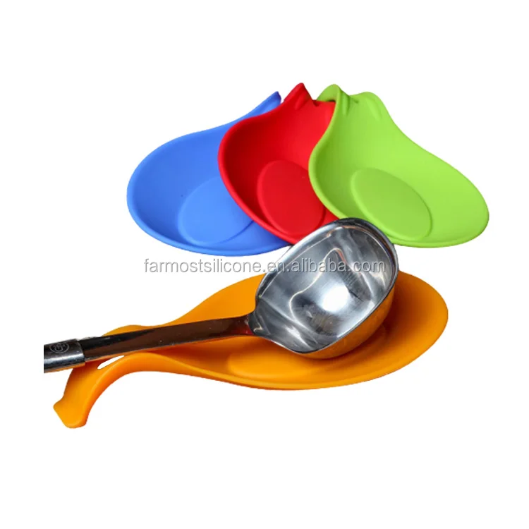 

Reusable Durable Flexible Silicone Spoon Rest Large Cooking Utensils Kitchen Spoon Holder, Green, blue, red, yellow, orange