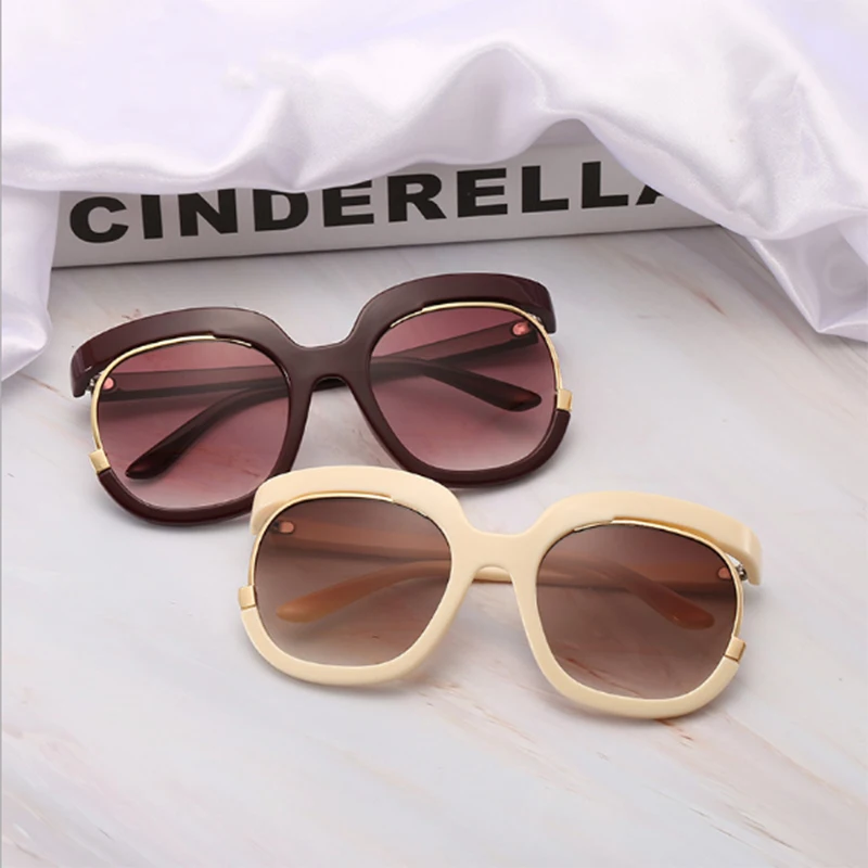 

New one piece red round sunglasses fashion personality large size women unique design sun glasses