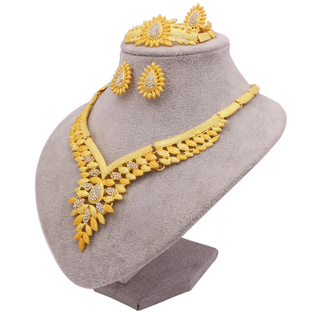 

ladies indian women african bridal wedding dubai 24k gold jewelry sets' gold jewelry, Golden