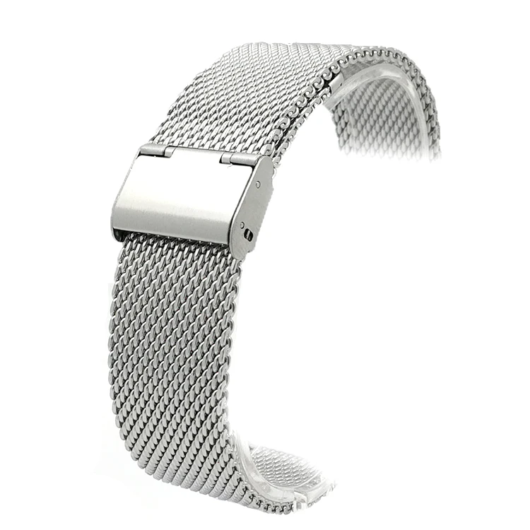 

18-24mm 0.8mm thick quick release mesh milanese watch band watch strap bracelet, Silver black