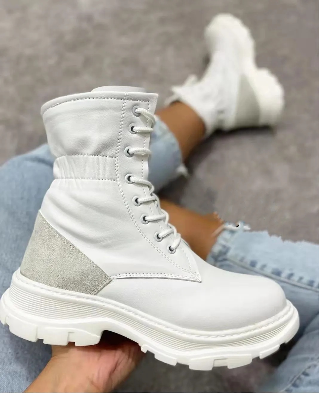 

TOP quality platform shoes winter martin boots lace-up casual shoes