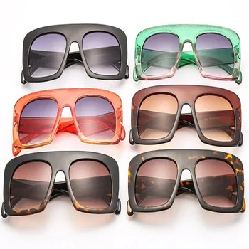 

New Oversized Square Sunglasses Women Men Gradient Frame Flat Top Fashion Sun Glasses for Women Brand 2019 Shades Eyewear UV400