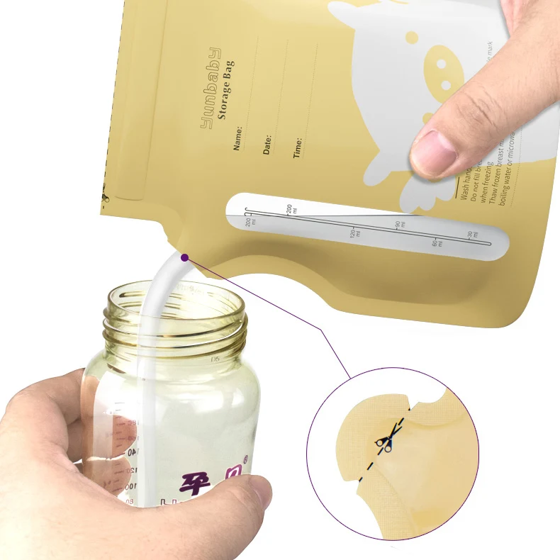 High Quality Bpa Free Baby Food Standing Up Breastmilk Pouch Breast