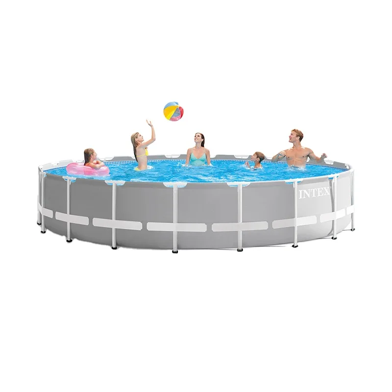 

Original Intex 26756 20FT X 52IN PRISM FRAME PREMIUM POOL SET Swimming Pool Above Ground Pool & Accessories Included, Grey