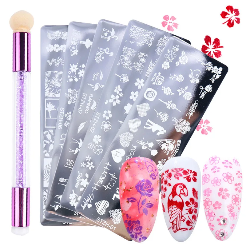 

Amazon hot sale Nail stamping kits Dual head Sponge with nail stamp, Accept customizaton